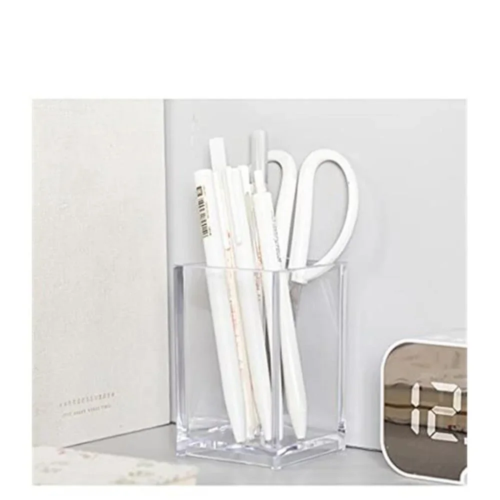 Clear Acrylic Pen Holder Pencil Cup Makeup Brush Holder Desk Organizer 2 Pack